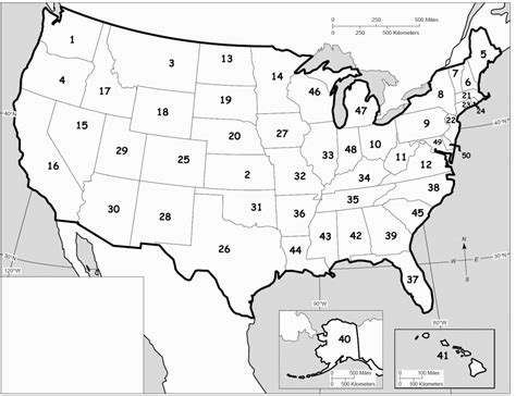 50 individual state map printable
