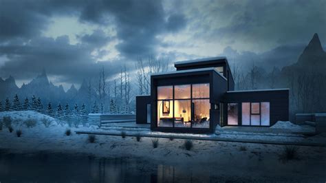 Wallpaper Architecture Modern Nature Landscape House Winter