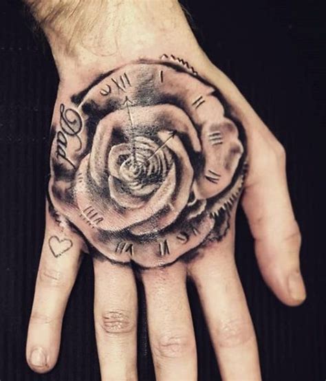 Rose Clock Tattoo On Hand Thingscollegegirlslike