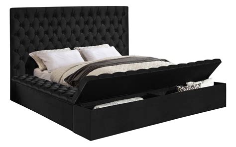 Bliss Black Queen Size Bed Bliss Ruthann Meridian Furniture Modern Beds Upholstered Platform
