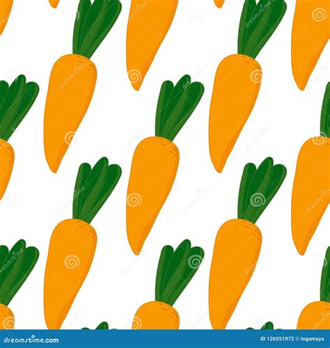 Cartoon Carrot Seamless Pattern Vector Ilustration Isolated On White