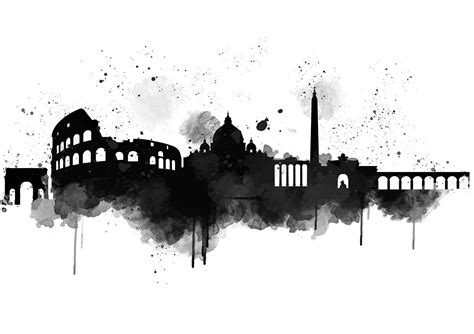 Rome Italy Skyline Abstract Watercolour Abstract Art Print In Black