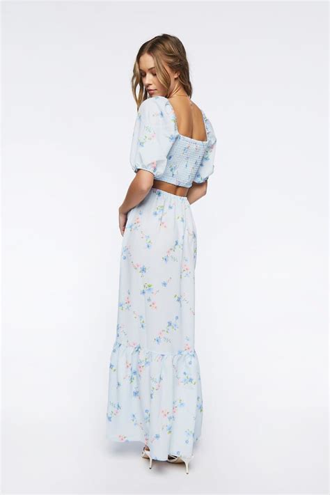 Floral Print Cutout Maxi Dress