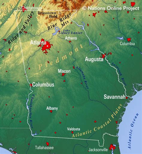 Georgia travel guide on its ancient cities of tbilisi, kakheti, vardzia and many others located on the crossroads of the east and the west. Map of the State of Georgia, USA - Nations Online Project