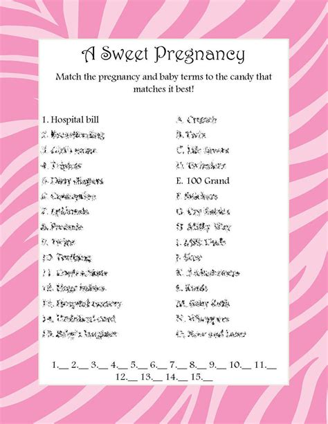 I have gathered the questions and answers from various places on the internet. BABY SHOWER GAME HOW SWEET IT IS ANSWER KEY - baby shower game