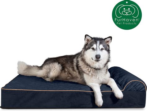 Furhaven Quilted Goliath Chaise Bolster Dog Bed Wremovable Cover Dark