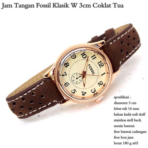 Jual Jam Tangan Kulit Wanita Fossil Klasik 3cm Coklat Tua Fullset Di