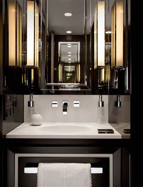 Or choose a beautiful ornamental piece with curved seamless corners. powder room, black bathroom, small bathroom, elegant ...