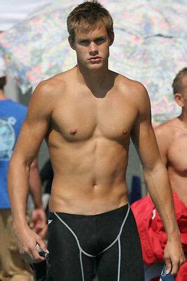 Shirtless Male Frat Jock Tall Blonde Dude Swim Gear Athlete Photo X