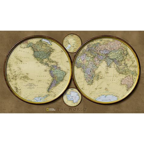 World Hemispheres Wall Map By National Geographic The Map Shop