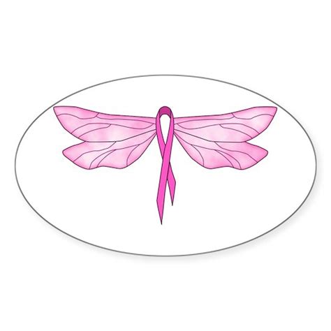 Breast Cancer Dragonfly Sticker Oval Breast Cancer Dragonfly Oval Sticker By Jessaii Cafepress