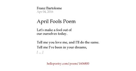 April Fools Poem By Franz Bartolome Hello Poetry
