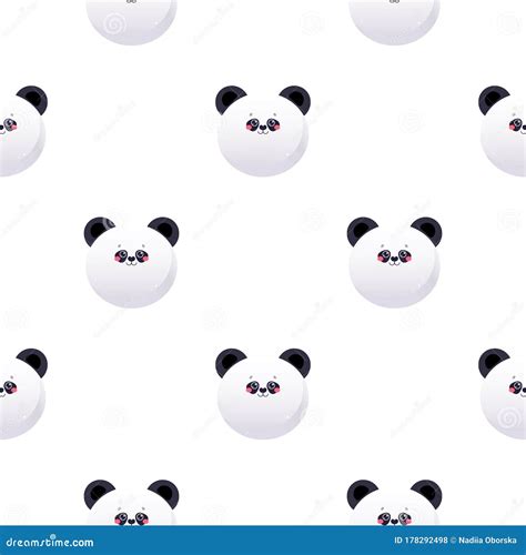 Cute Kawaii Panda Bear Animal Seamless Pattern Stock Illustration