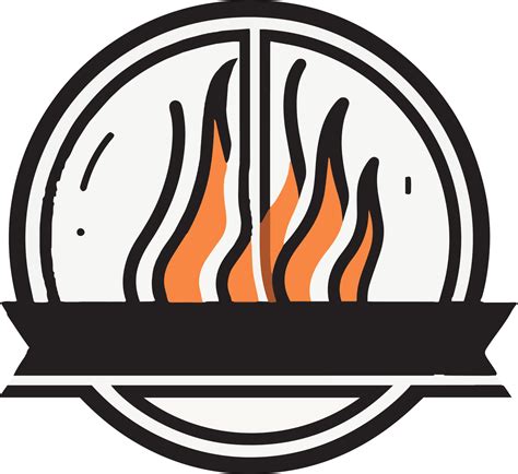 Hand Drawn Vintage Fire With Barbecue Logo In Flat Line Art Style