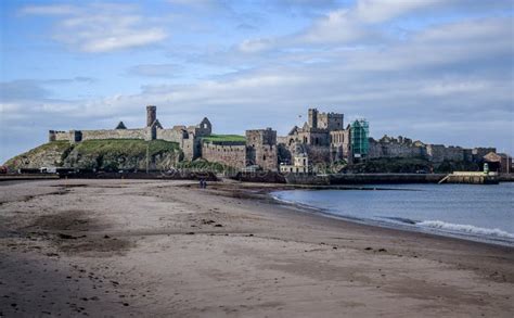 Peel Castle As Seen From The Beach At The Entrance To Peel Harbour