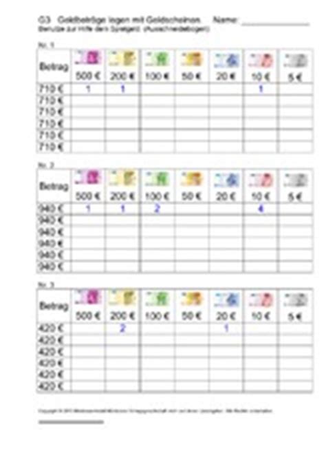 Euro und cent umwandeln, dezimalzahlen, arbeitsblatt : Rechnen mit Größen - Mathe Klasse 3 - Grundschulmaterial.de