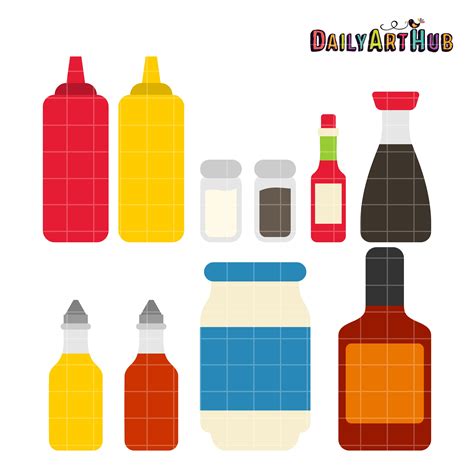 From old french condiment, from latin condimentum, from condire (to preserve, pickle, season). Condiments Clip Art Set - Daily Art Hub - Free Clip Art ...