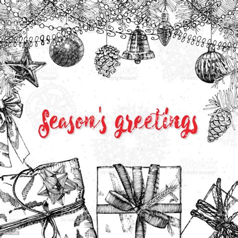 Seasons Greetings Text Design Handdrawn Typography For Banner Greeting