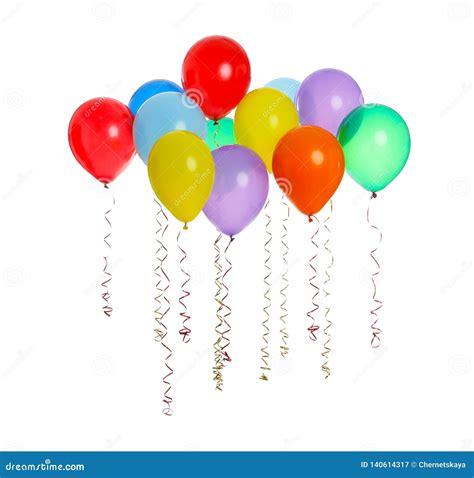 Many Colorful Balloons Floating On White Stock Image Image Of Bunch