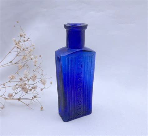 Antique Cobalt Blue Poison Bottle 1 Oz Rectangular Not To Be Etsy In
