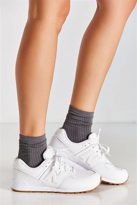 New balance 574 metal sport white casual sneakers mens 7.5 womens 9 (ml574sox). Lyst - New Balance 574 Leather Sneaker in White