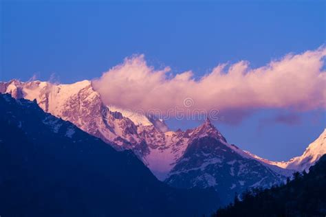 Sunset In The Indian Himalayas Stock Image Image Of India Capped
