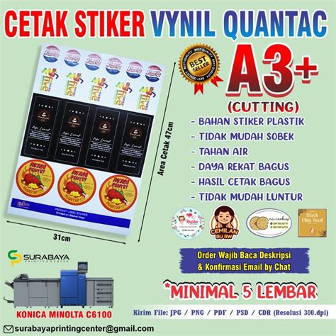 Jual Cetak Stiker Vinyl Quantac Cutting Ukuran A Indonesia Shopee Indonesia