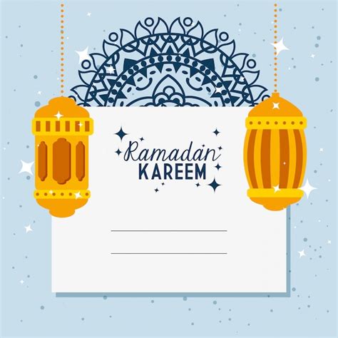 Premium Vector Ramadan Kareem Background With Hanging Lanterns