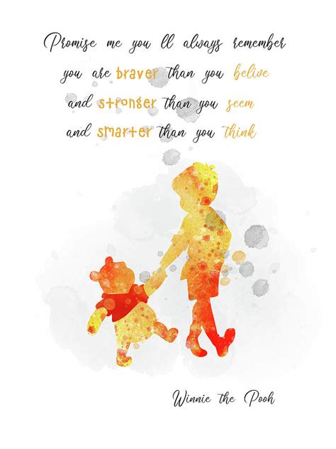 Christopher Robin And Pooh Bear Quote Watercolor Digital