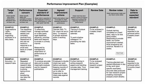 Sample Performance Improvement Plan Template Fresh Examples Performance