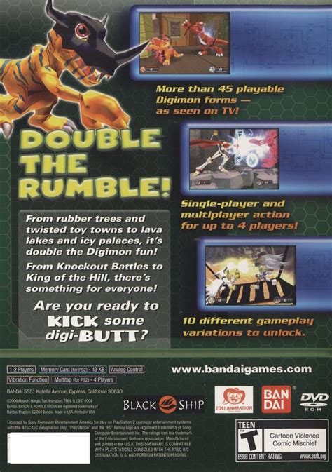 Choose from over 40 playable digimon forms, battling yoru way through glaciers and fires in the ultimate digimon contest! Digimon Rumble Arena 2 Sony Playstation 2 Game