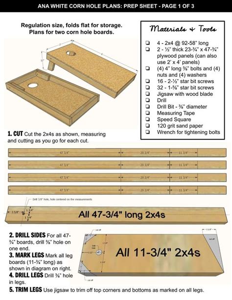 Easiest Corn Hole Board Plans With Free Printable Pdf Corn Hole Plans