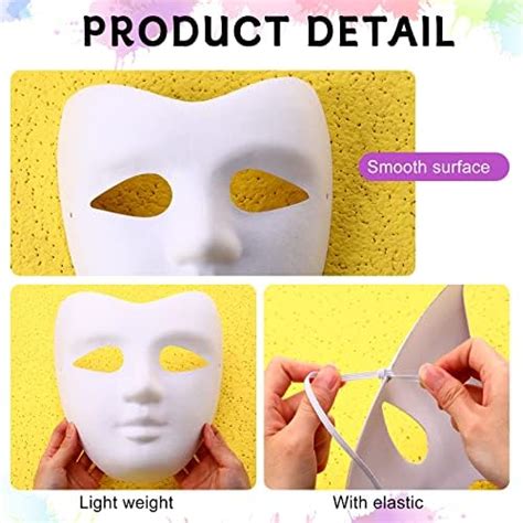 50 Pieces White Craft Mask Paper Mache Mask White Diy Mask