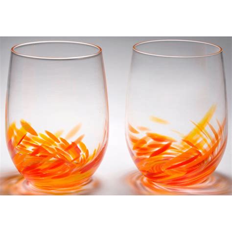 Vino Breve Glasses Shown In Red Orange Two Piece Set By The Furnace