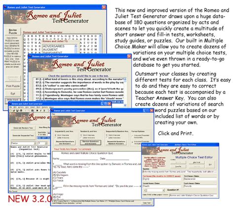 Romeo and juliet crossword puzzle. Romeo and Juliet Test Generator