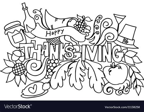 Thanksgiving Hand Draw Doodle Art Royalty Free Vector Image