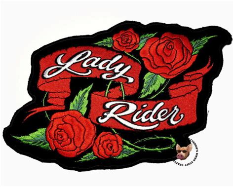 Lady Rider And Roses Back Patch 10 12 Inche Free Usa Shipping Motorcycle