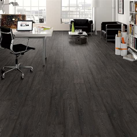 Dark laminate flooring has the distinction of being a trendy classic: Black Smoked Oak 8mm Premier Elite Laminate Flooring