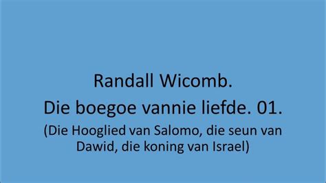 Randall Wicomb Die Boegoe Vannie Liefde 01 Youtube