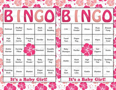 Bingo plus baby word scramble and many other free printable games to help you easily host shower that all your guests will enjoy. Baby Shower Bingo Cards - Printable Party Baby Girl - Baby ...