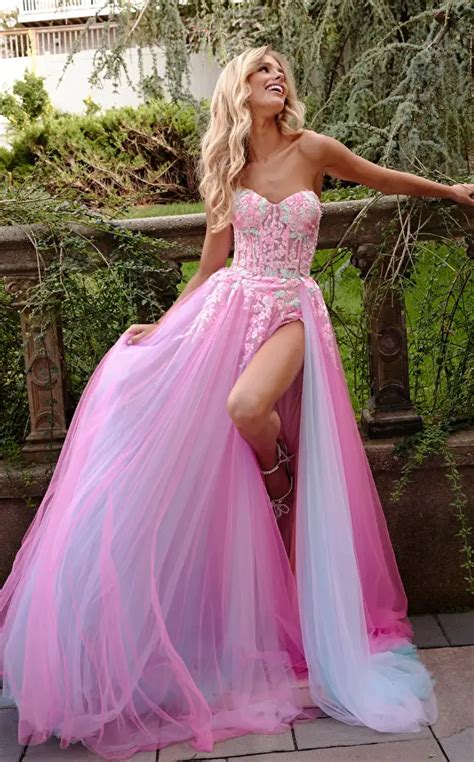 Jovani Dress 23713 Pink Embellished A Line Dress