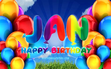Download Wallpapers Jan Happy Birthday 4k Cloudy Sky Background