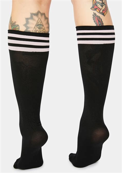 Stripe Knee High Socks Blacklight Pink Dolls Kill