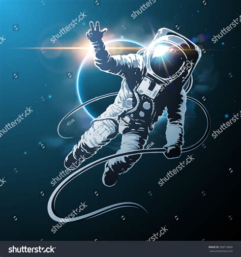 астронавт в космической иллюстрации стоковая векторная графика без лицензионных платежей