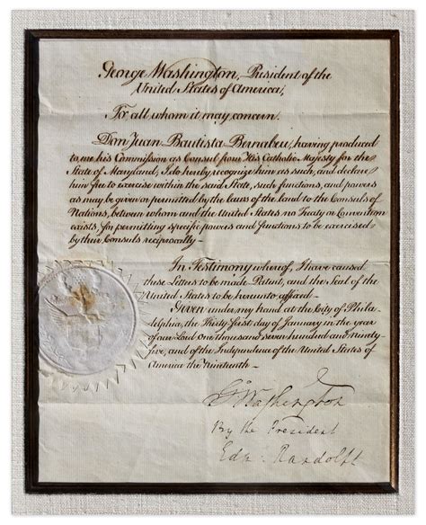 Lot Detail George Washington Document Signed As President In 1795
