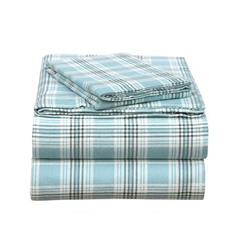 Enviohome 160 Gsm Cotton Flannel Sheet Set Twin Xl Green Plaid