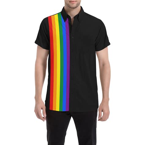 Gay Pride Rainbow Flag Stripes Men S All Over Print Short Sleeve Shirt