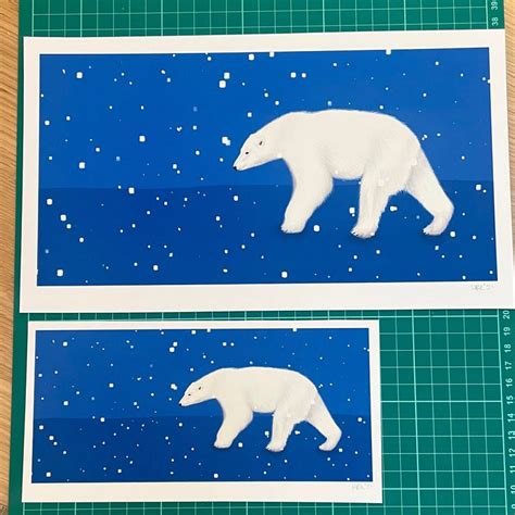 Polar Bear Giclée Art Print Polar Bear Illustration Snow Scene Art