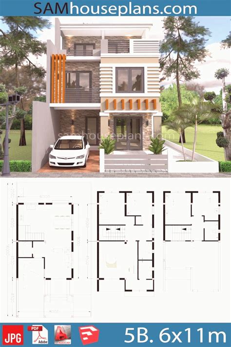 House Plans 6x11m With 5 Bedrooms Plot 8x16m Sam House Plans6x11m