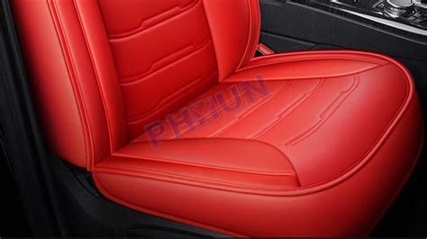 full surrounded red pu leather 5 seats car seat covers protector cushion pillows picture 6 of 12